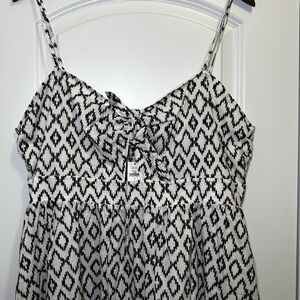 Banana Republic Factory Monochrome Patterned Adjustable Maxi Spring Dress L NWT